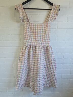 Lili Sidonio Pink Plaid Sundress with Ruffle Straps